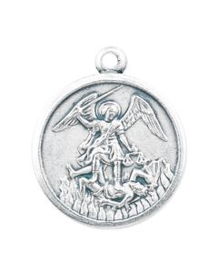 1" St. Michael Silver Oxidized Medal