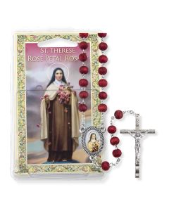 Rose Scented Wood Bead St Therese Specialty Rosary Boxed