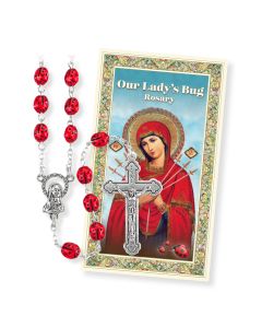 7mm Red Ladybug Metal Bead Rosary
