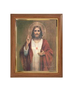 10" x 12" Walnut Frame with Gold Inside Lip and a 8" x 10" Sacred Heart of Jesus Print