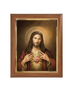 10" x 12" Walnut Frame with Gold Inside Lip and a 8" x 10" Simeone: Sacred Heart of Jesus Print