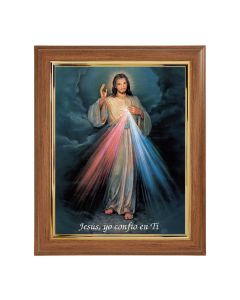 10" x 12" Walnut Frame with Gold Inside Lip and a 8" x 10" Divine Mercy (Spanish) Print