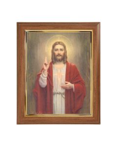 10" x 12" Walnut Frame with Gold Inside Lip and a 8" x 10" Chambers: Sacred Heart of Jesus Print