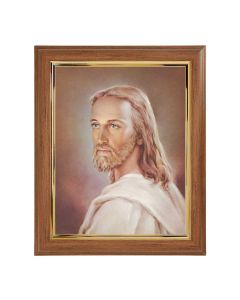 10" x 12" Walnut Frame with Gold Inside Lip and a 8" x 10" Head of Christ Print