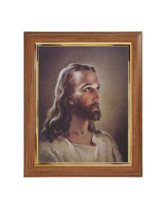 10" x 12" Walnut Frame with Gold Inside Lip and a 8" x 10" Head of Christ Print
