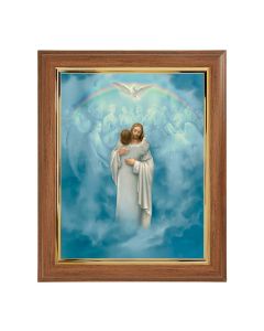 10" x 12" Walnut Frame with Gold Inside Lip and a 8" x 10" Christ Welcoming Home Print