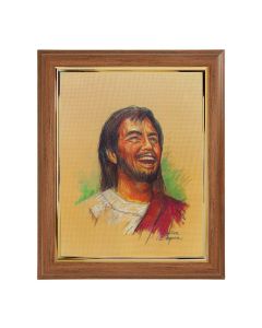 10" x 12" Walnut Frame with Gold Inside Lip and a 8" x 10" Segura: Laughing Jesus Print