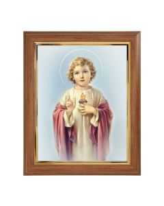 10" x 12" Walnut Frame with Gold Inside Lip and a 8" x 10" Child Sacred Heart of Jesus Print