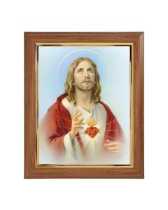 8" x 10" Sacred Heart of Jesus Print in a 10" x 12" Walnut Frame with Gold Inside Lip 