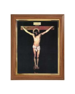 10" x 12" Walnut Frame with Gold Inside Lip and a 8" x 10" Crucifixion Print
