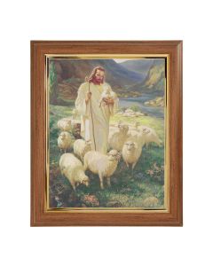 10" x 12" Walnut Frame with Gold Inside Lip and a 8" x 10" Sallman: Good Shepherd Print