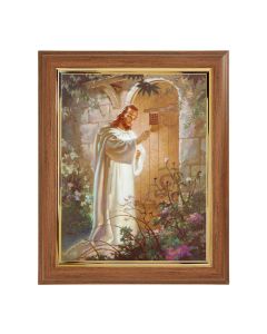 10" x 12" Walnut Frame with Gold Inside Lip and a 8" x 10" Sallman: Christ Knocking Print