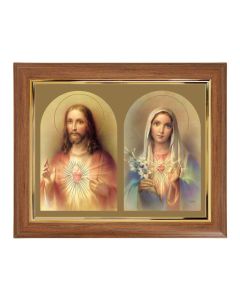 10" x 12" Walnut Frame with Gold Inside Lip and a 8" x 10" The Sacred Hearts Print