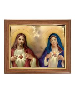 10" x 12" Walnut Frame with Gold Inside Lip and a 8" x 10" The Sacred Hearts Print