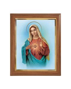 10" x 12" Walnut Frame with Gold Inside Lip and a 8" x 10" Immaculate Heart of Mary Print