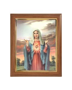 10" x 12" Walnut Frame with Gold Inside Lip and a 8" x 10" Immaculate Heart of Mary Print