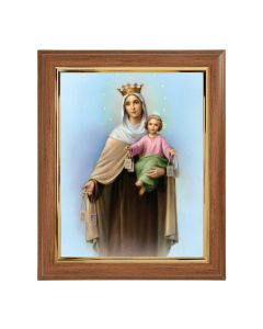 10" x 12" Walnut Frame with Gold Inside Lip and a 8" x 10" Our Lady of Mt. Carmel Print