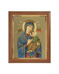 10" x 12" Walnut Frame with Gold Inside Lip and a 8" x 10" Our Lady of Perpetual Help Print