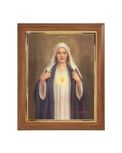 10" x 12" Walnut Frame with Gold Inside Lip and a 8" x 10" Immaculate Heart of Mary Print