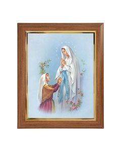 10" x 12" Walnut Frame with Gold Inside Lip and a 8" x 10" Our Lady of Lourdes Print