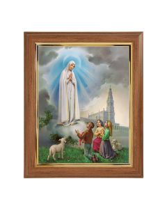10" x 12" Walnut Frame with Gold Inside Lip and a 8" x 10" Our Lady of Fatima Print