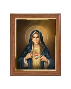 10" x 12" Walnut Frame with Gold Inside Lip and a 8" x 10" Immaculate Heart of Mary Print