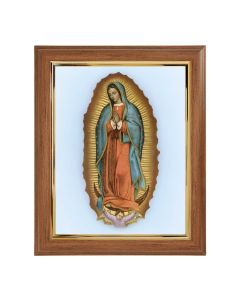 10" x 12" Walnut Frame with Gold Inside Lip and a 8" x 10" Our Lady of Guadalupe Print