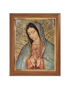 10" x 12" Walnut Frame with Gold Inside Lip and a 8" x 10" Our Lady of Guadalupe Print