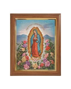 10" x 12" Walnut Frame with Gold Inside Lip and a 8" x 10" Our Lady of Guadalupe Print