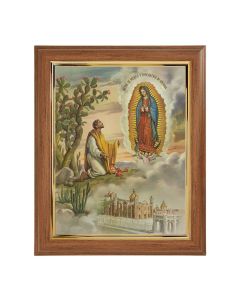 10" x 12" Walnut Frame with Gold Inside Lip and a 8" x 10" Our Lady of Guadalupe with Juan Diego Print