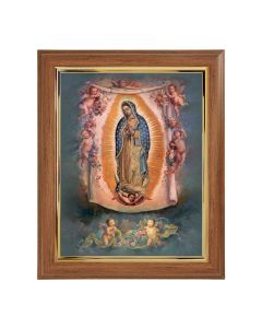 10" x 12" Walnut Frame with Gold Inside Lip and a 8" x 10" Our Lady of Guadalupe Print