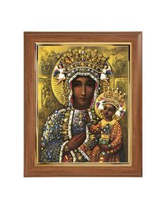 10" x 12" Walnut Frame with Gold Inside Lip and a 8" x 10" Our Lady of Czestochowa Print