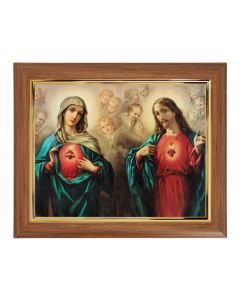 10" x 12" Walnut Frame with Gold Inside Lip and a 8" x 10" Sacred Hearts Print