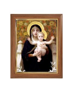 10" x 12" Walnut Frame with Gold Inside Lip and a 8" x 10" Bouguereau: Madonna of the Lilies Print