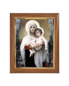 10" x 12" Walnut Frame with Gold Inside Lip and a 8" x 10" Bouguereau: Madonna of the Roses Print