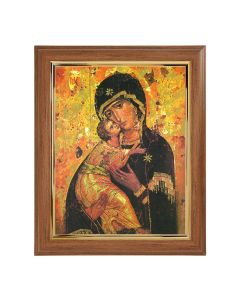 10" x 12" Walnut Frame with Gold Inside Lip and a 8" x 10" Our Lady of Vladimir Print