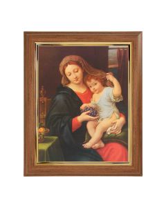 10" x 12" Walnut Frame with Gold Inside Lip and a 8" x 10" Madonna of the Grapes Print
