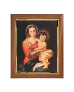 10" x 12" Walnut Frame with Gold Inside Lip and a 8" x 10" Murillo: Madonna andChild Print