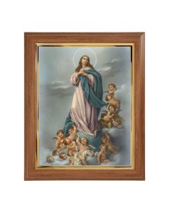 10" x 12" Walnut Frame with Gold Inside Lip and a 8" x 10" Immaculate Conception Print