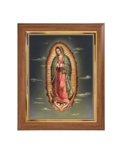 10" x 12" Walnut Frame with Gold Inside Lip and a 8" x 10" Our Lady of Guadalupe Print