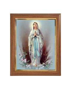 10" x 12" Walnut Frame with Gold Inside Lip and a 8" x 10" Our Lady of Lourdes Print
