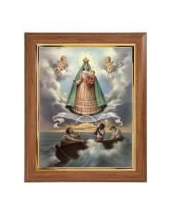 10" x 12" Walnut Frame with Gold Inside Lip and a 8" x 10" Caridad Del Cobre (O.L. of Charity) Print