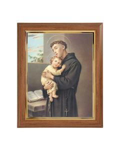 10" x 12" Walnut Frame with Gold Inside Lip and a 8" x 10" Saint Anthony Print
