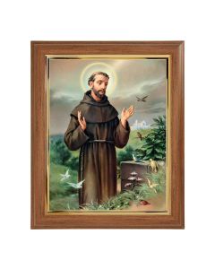 10" x 12" Walnut Frame with Gold Inside Lip and a 8" x 10" Saint Francis Print