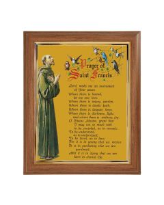 10" x 12" Walnut Frame with Gold Inside Lip and a 8" x 10" Prayer of Saint Francis Print
