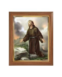 10" x 12" Walnut Frame with Gold Inside Lip and a 8" x 10" St. Francis of Assisi Print