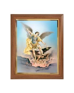 10" x 12" Walnut Frame with Gold Inside Lip and a 8" x 10" Saint Michael Print
