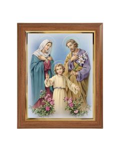10" x 12" Walnut Frame with Gold Inside Lip and a 8" x 10" Holy Family Print