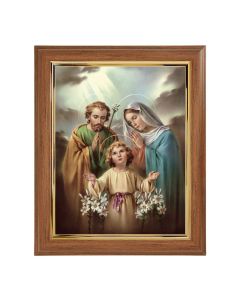 10" x 12" Walnut Frame with Gold Inside Lip and a 8" x 10" Holy Family Print