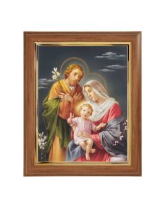 10" x 12" Walnut Frame with Gold Inside Lip and a 8" x 10" Holy Family Print